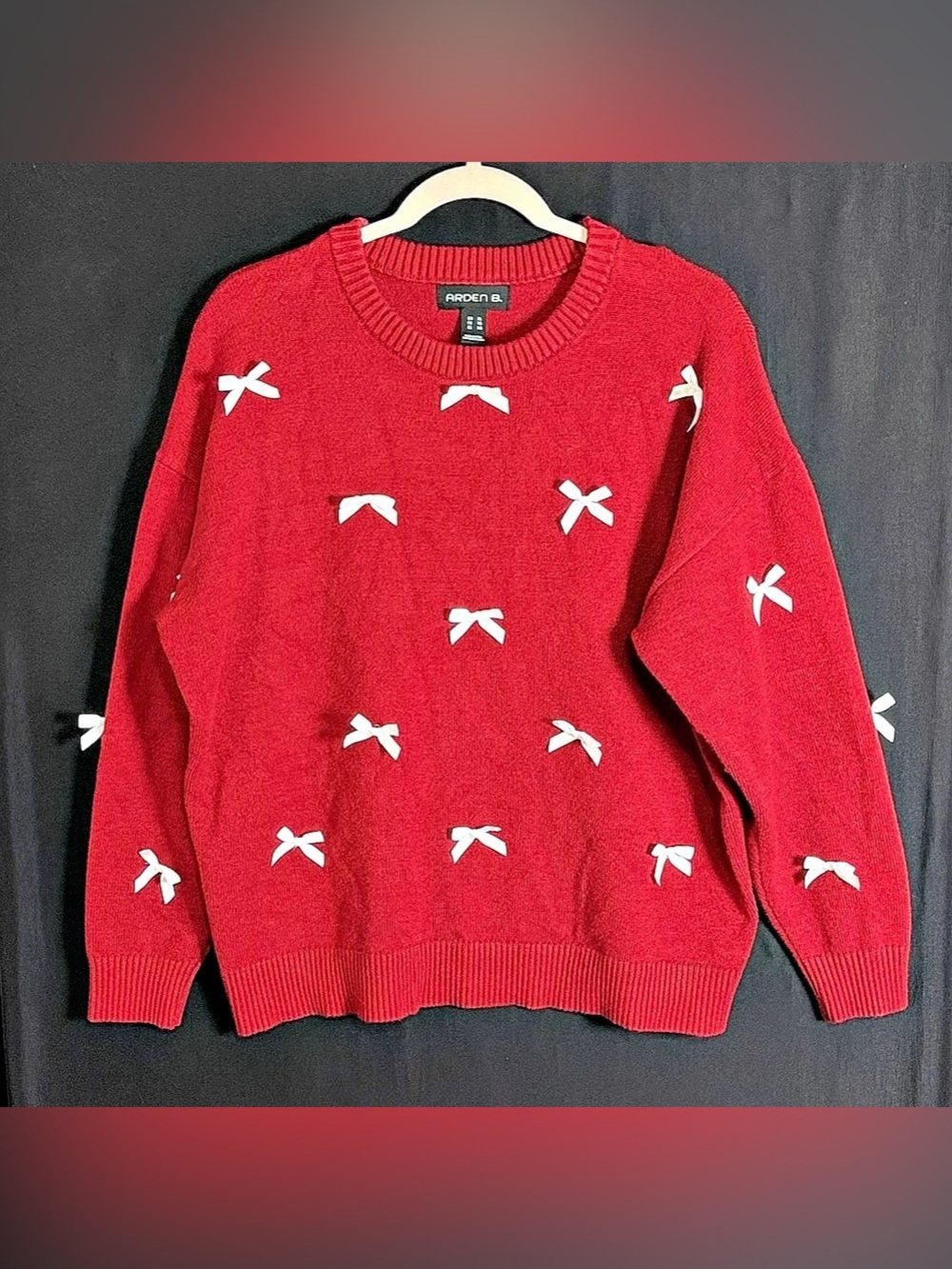 Arden B. Red Bow Sweater Size XL NWT Soft Cozy Holiday Party Valentines Cute